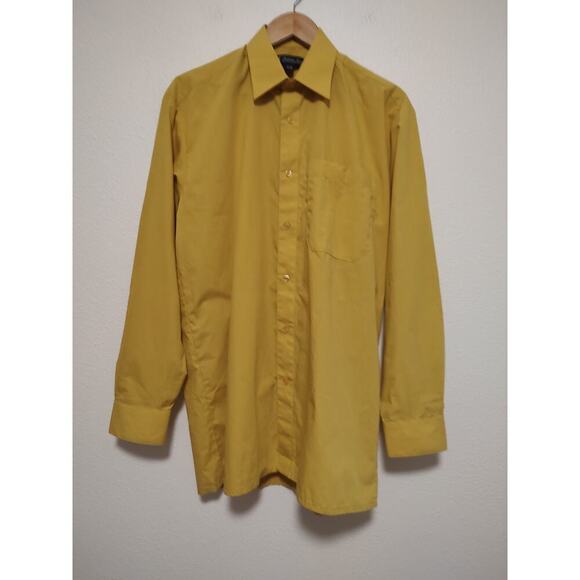 Fortino Lundi Mustard Yellow Button Front Long Sleeve Shirt Size 34/35 - Picture 1 of 13